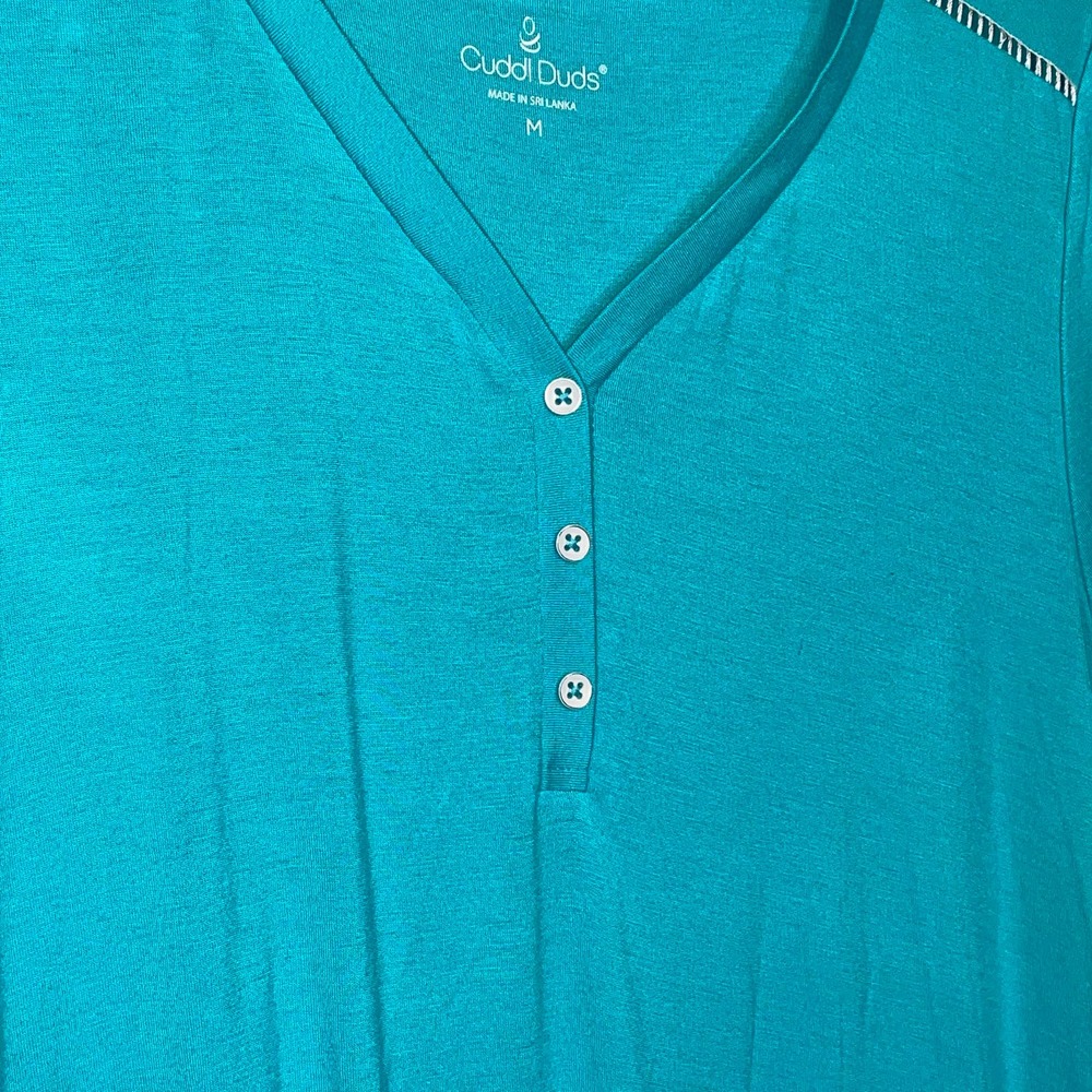 Cuddl Duds Short Sleeve T-Shirt(top only) Aqua Medium - Picture 4 of 7